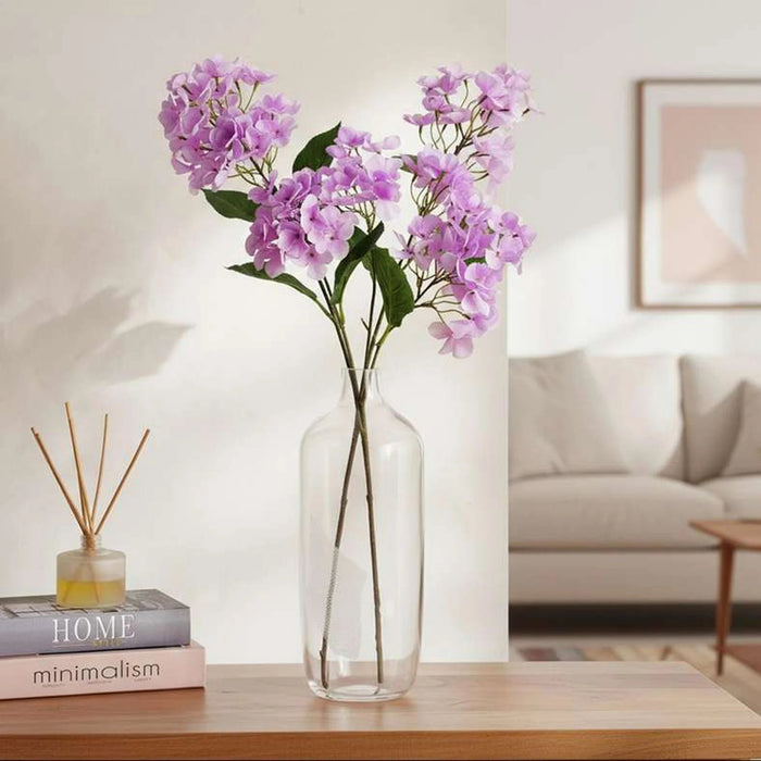 Hydrangea 3-Branch Artificial Stem Flower H91Cm - Purple Pan Home