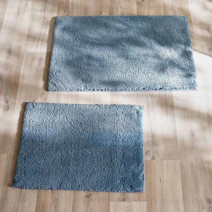 Hydroplush 2 Piece Microfiber Bathmat 51X81+43X61Cm -Ashley Blue Pan Home