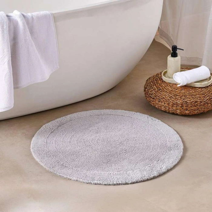 Hydrosoft Reversible Cotton Round Bathmat Dia 70Cm - Silver Mist Pan Home