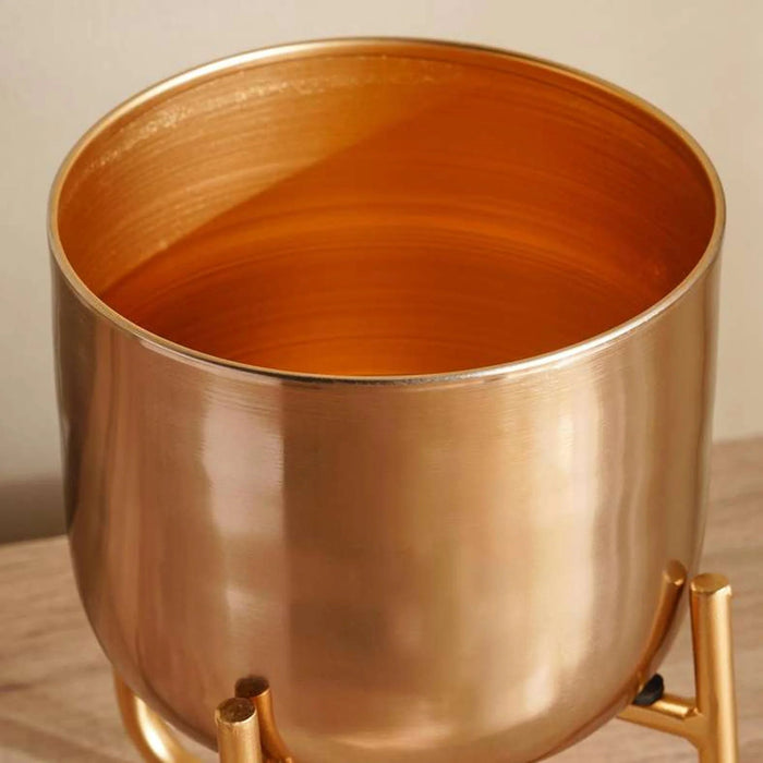 Ida Metal Planter With Stand 13X13X14.5Cm- Gold Pan Home