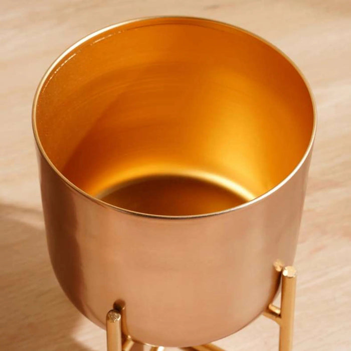 Ida Metal Planter With Stand 18X18X20Cm- Gold Pan Home