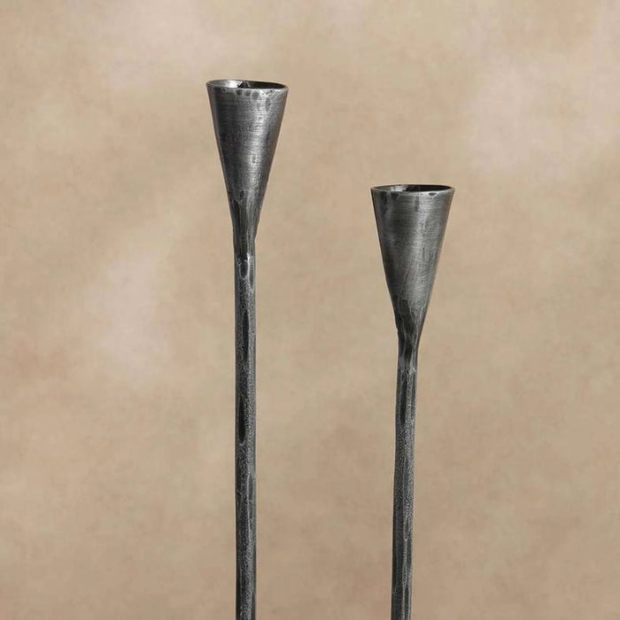 Ignacia Metal Taper Candle Holder 5X8X45Cm- Grey Antique