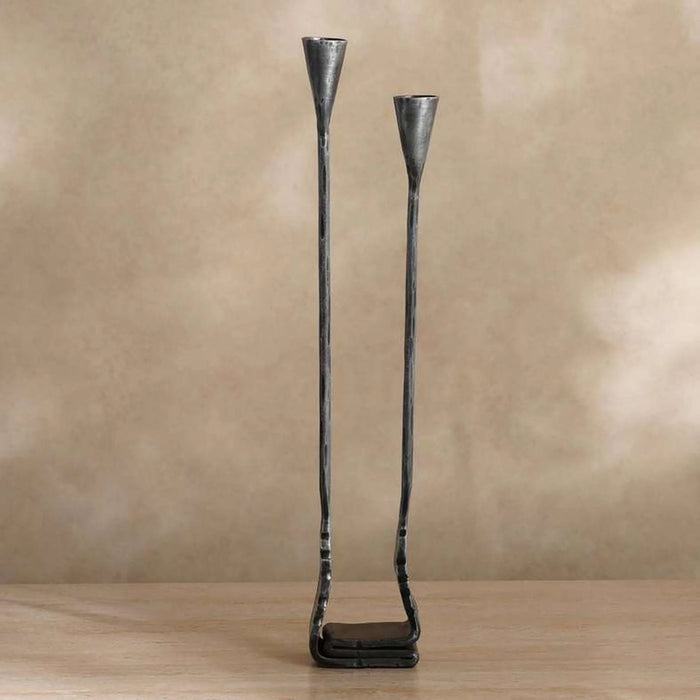 Ignacia Metal Taper Candle Holder 5X8X45Cm- Grey Antique
