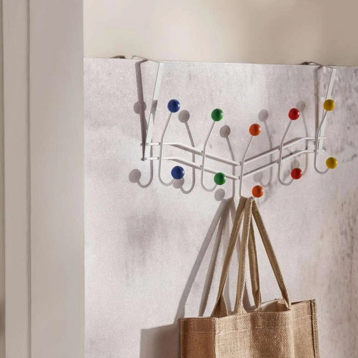 Ila Over The Door Metal Hook With 10 Knobs 50X9X21Cm -White Pan Home