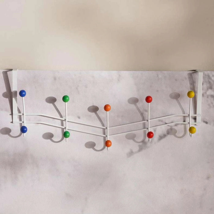 Ila Over The Door Metal Hook With 10 Knobs 50X9X21Cm -White Pan Home