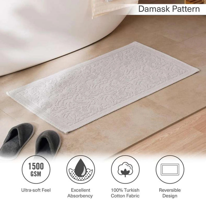 Imperial Damask Turkish Cotton Bathmat 50X80 Cm-Light Grey Pan Home