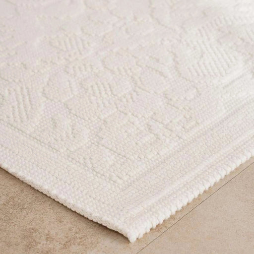 Imperial Damask Turkish Cotton Bathmat 50X80Cm-White Pan Home