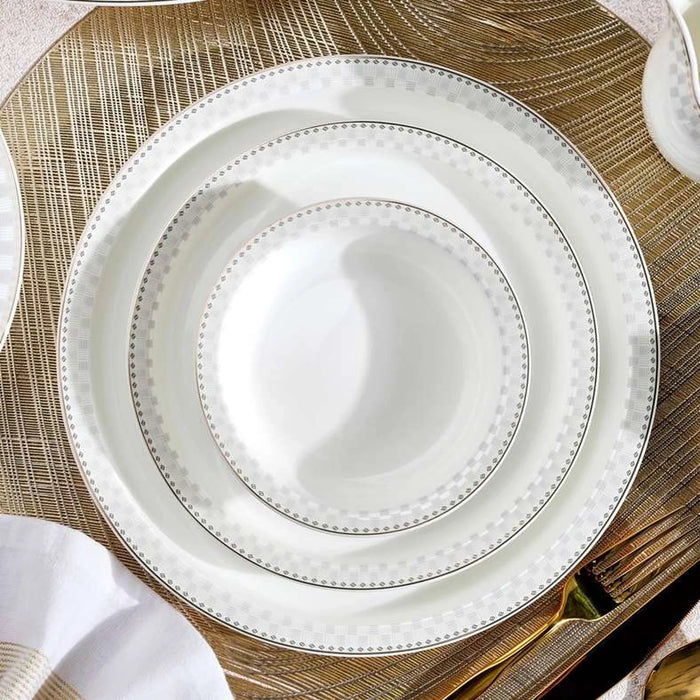 Imperial Lattice 47-Piece Fine Bone China Dinner Set -White