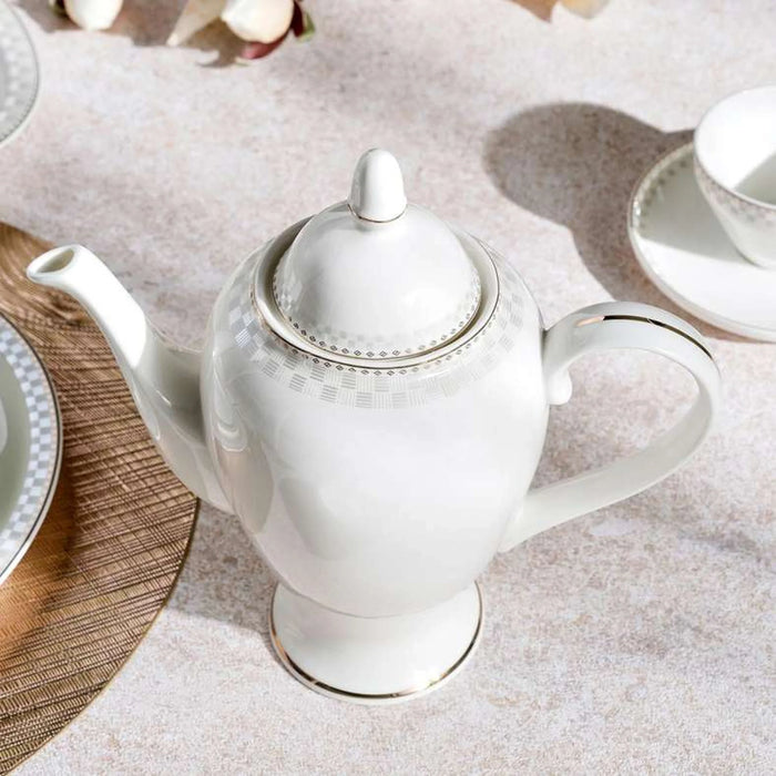 Imperial Lattice 47-Piece Fine Bone China Dinner Set -White
