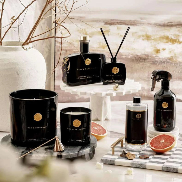 Imperial Oud Patchouli Three Wick Scented Jar Candle 1300Gm - Black - 100Hrs Pan Home