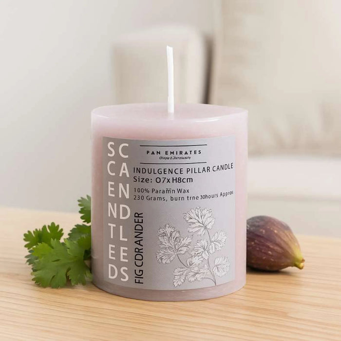 Indulgence Fig Coriander Pillar Candle Dia7X8Cm - 25 Hrs