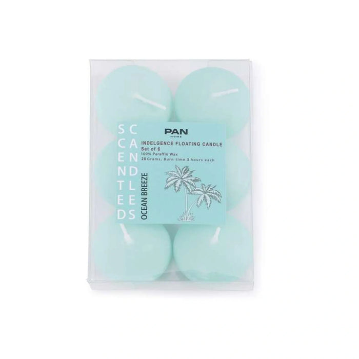 Indulgence Ocean Breeze 6 -Piece Floating Candle Dia4X2.5Cm 20Gm- 4 Hrs