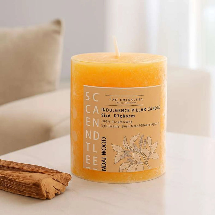 Indulgence Sandalwood Pillar Candle Dia7X8Cm - 25 Hrs