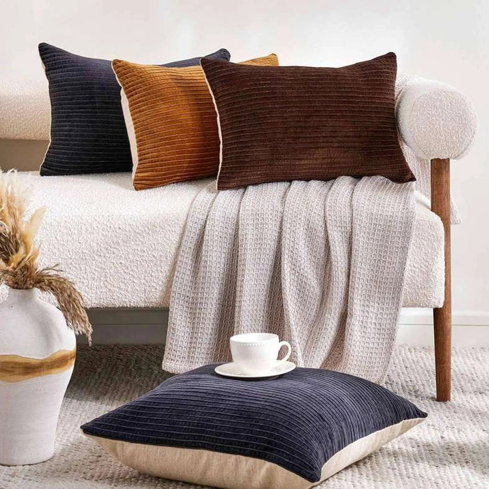 Indulgence Velvet Pleated Cushion Cover 35X50Cm - Pacific Blue Pan Home