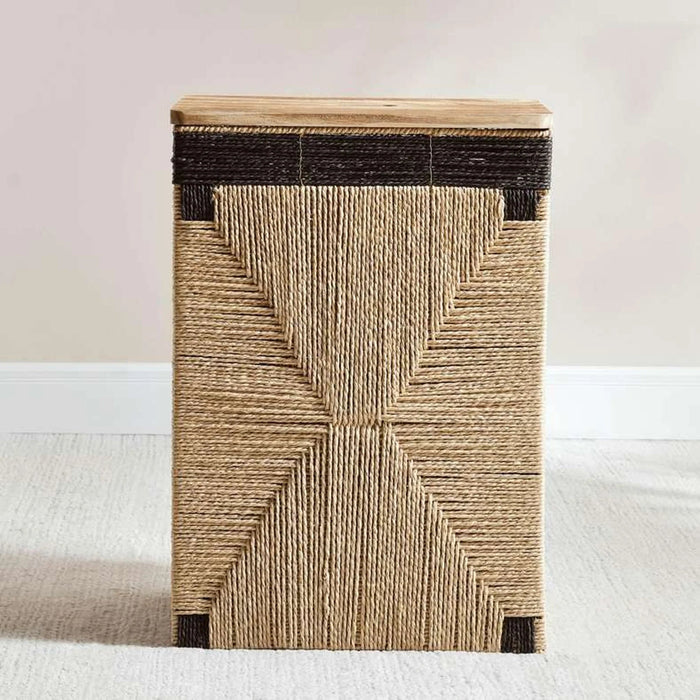 Ingrid Laundry Hamper With Wodden Lid 40X30X56Cm-Natural/Black Pan Home