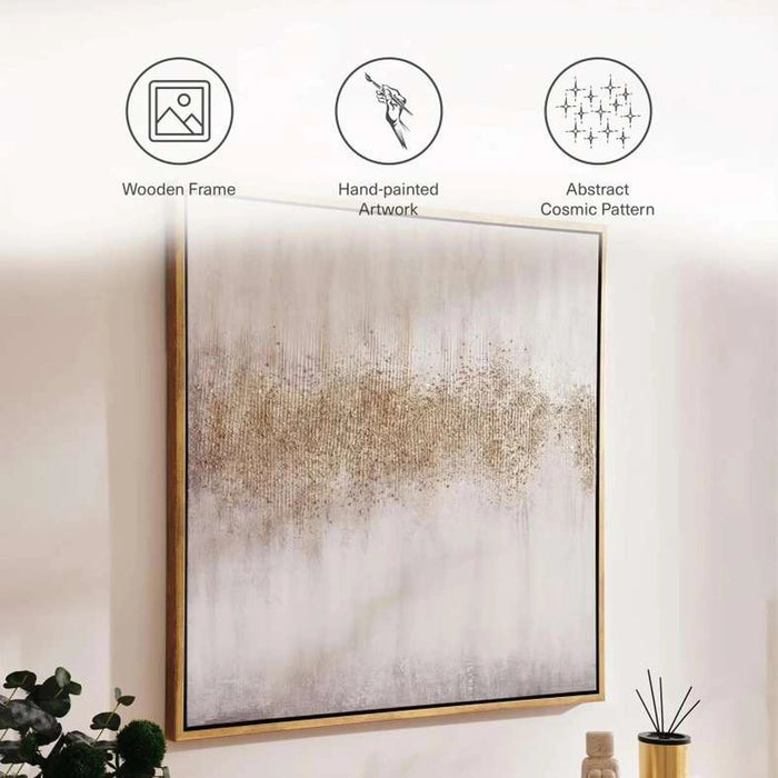 Interstellar World Framed Canvas Art - Gold Pan Home