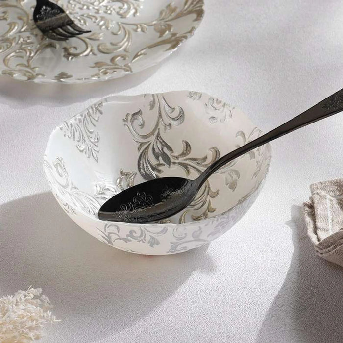 Isabel Glass Cereal Bowl Dia15X7Cm -Champagne & White