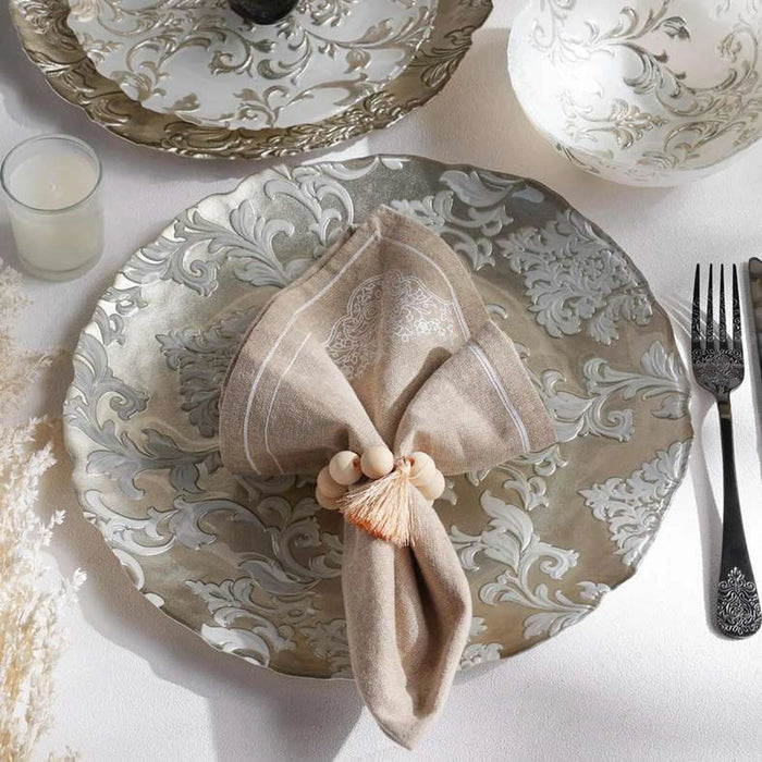 Isabel Glass Charger Plate Dia32X1.5Cm -Champagne & White