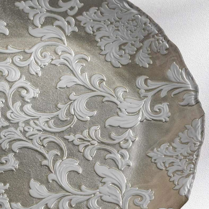 Isabel Glass Charger Plate Dia32X1.5Cm -Champagne & White