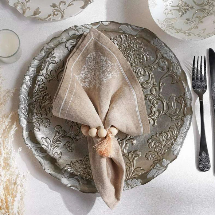 Isabel Glass Charger Plate Dia32X1.5Cm -Champagne & White