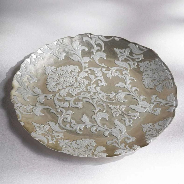 Isabel Glass Charger Plate Dia32X1.5Cm -Champagne & White