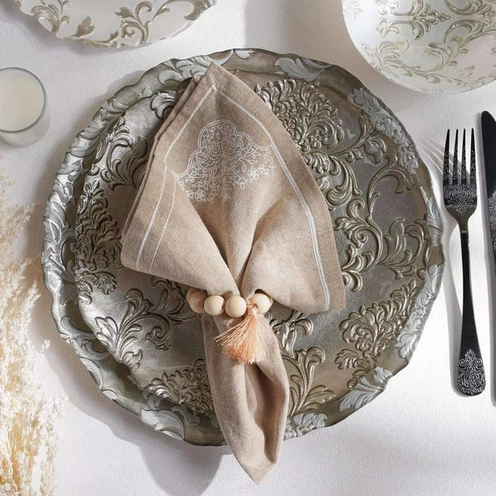 Isabel Glass Dinner Plate Dia28X2Cm -Champagne & White
