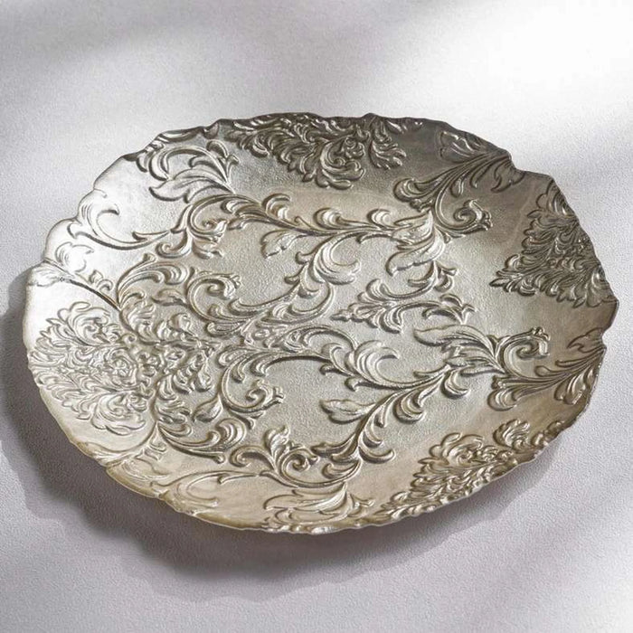 Isabel Glass Dinner Plate Dia28X2Cm -Champagne & White