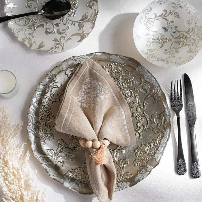 Isabel Glass Side Plate Dia21X1.5Cm -Champagne & White