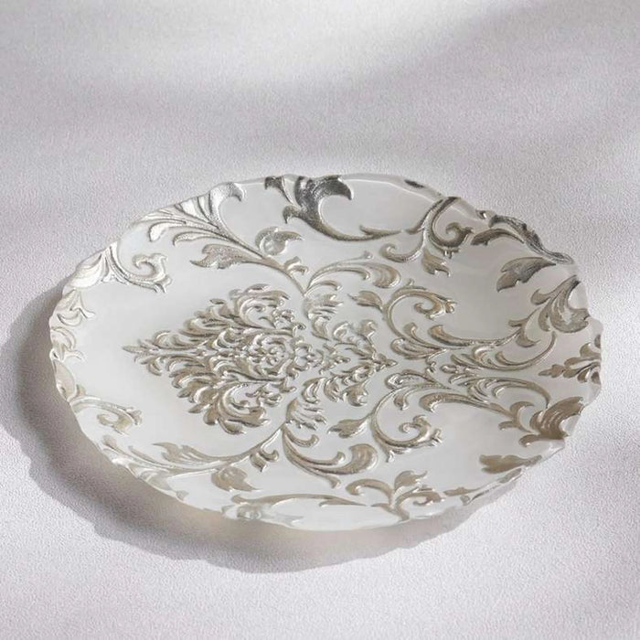 Isabel Glass Side Plate Dia21X1.5Cm -Champagne & White