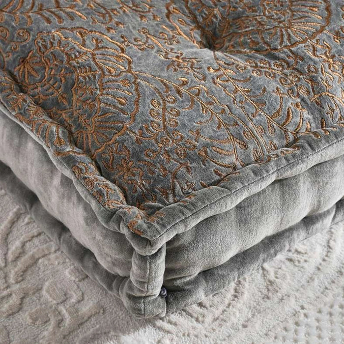 Isabella Embroidered Velvet 4-Piece Majlis Set 70X90X10Cm - Grey