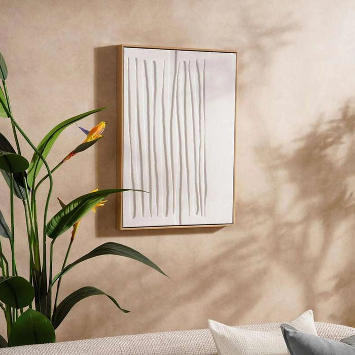 Isadora Hand Painted 3D Framed Wall Art 52X4.5X72Cm - Beige Pan Home