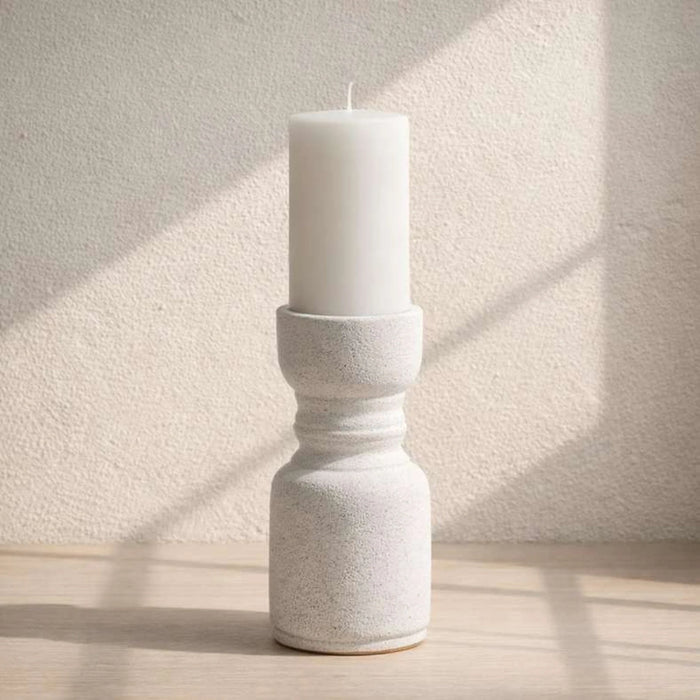 Ishi Terracotta Pillar Candle Holder 10X10X19Cm - White
