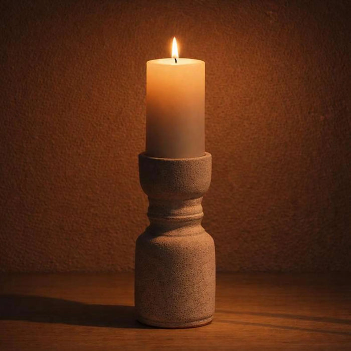 Ishi Terracotta Pillar Candle Holder 10X10X19Cm - White