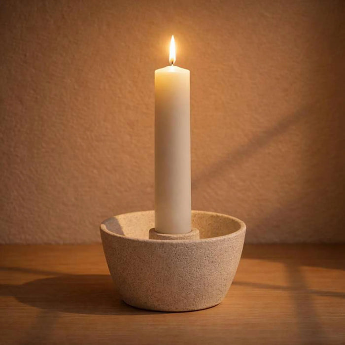 Ishi Terracotta Taper Candle Holder 13X13X6Cm - White