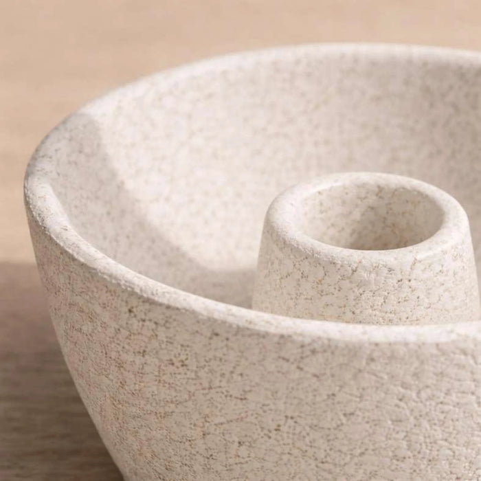 Ishi Terracotta Taper Candle Holder 13X13X6Cm - White