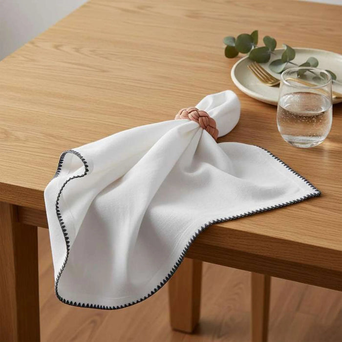 Islay  Blanket Stitched 6 Piece Napkin Set 45X45Cm - Grey