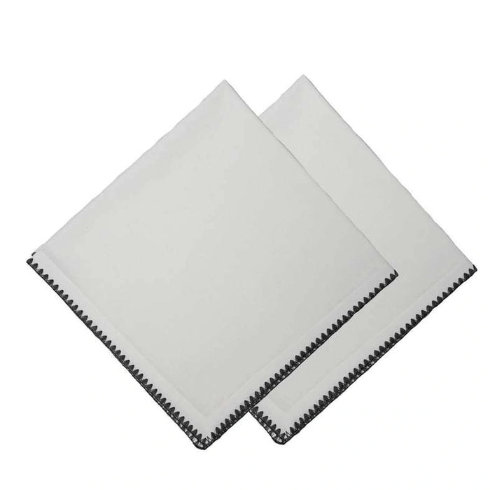 Islay  Blanket Stitched 6 Piece Napkin Set 45X45Cm - Grey
