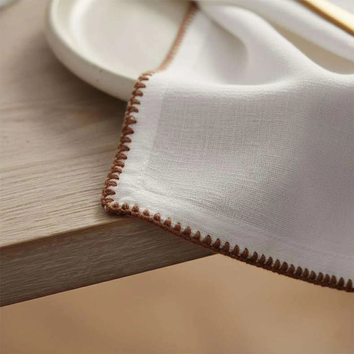 Islay  Blanket Stitched 6 Piece Napkin Set 45X45Cm - Rust