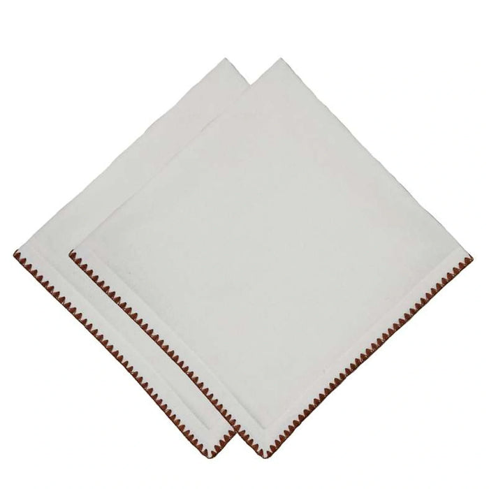 Islay  Blanket Stitched 6 Piece Napkin Set 45X45Cm - Rust