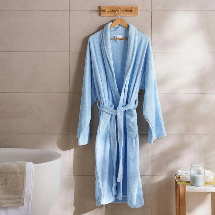 Iva Cotton Bathrobe Med/Large -Sky Blue Pan Home