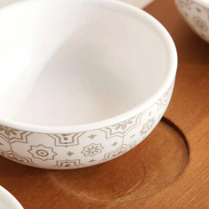 Izzet 3-Piece Chip & Dip Set With Bamboo Tray 140Ml -White
