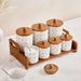 Izzet 7-Piece Canister Set With Bamboo Stand -White Pan Home