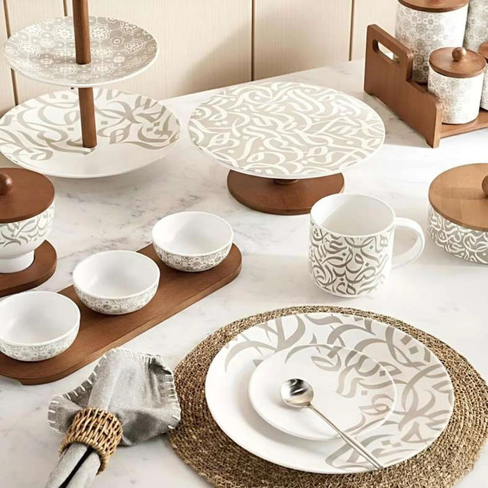 Izzet Calligraphy Cake Stand Dia25.4X8.9Cm -White
