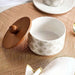 Izzet Date Bowl With Bamboo Lid Dia10.1X5.8Cm -White Pan Home