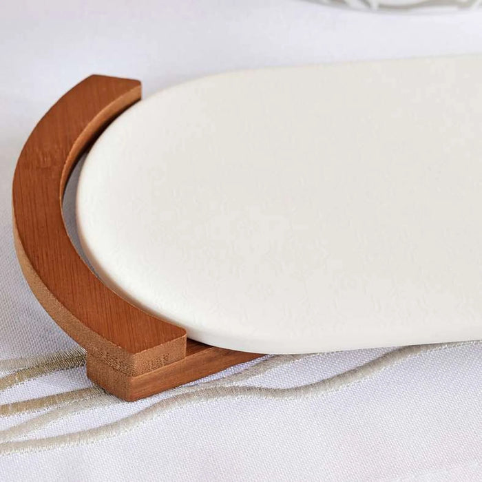 Izzet Porcelain Oval Serving Platter 34.2X11.43Cm -White