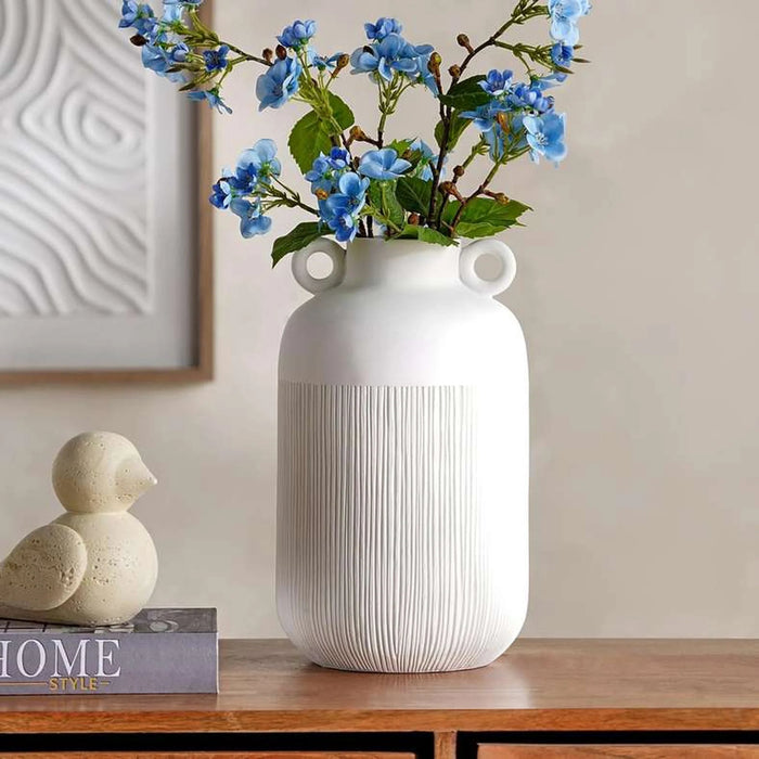 Jael Polyresin Decor Vase With Two Handle 20X20X33Cm - White
