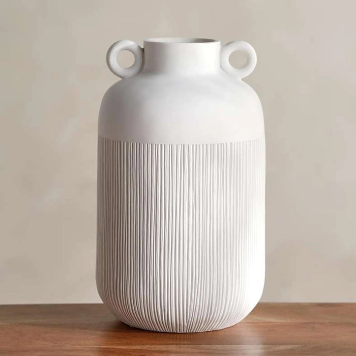 Jael Polyresin Decor Vase With Two Handle 20X20X33Cm - White