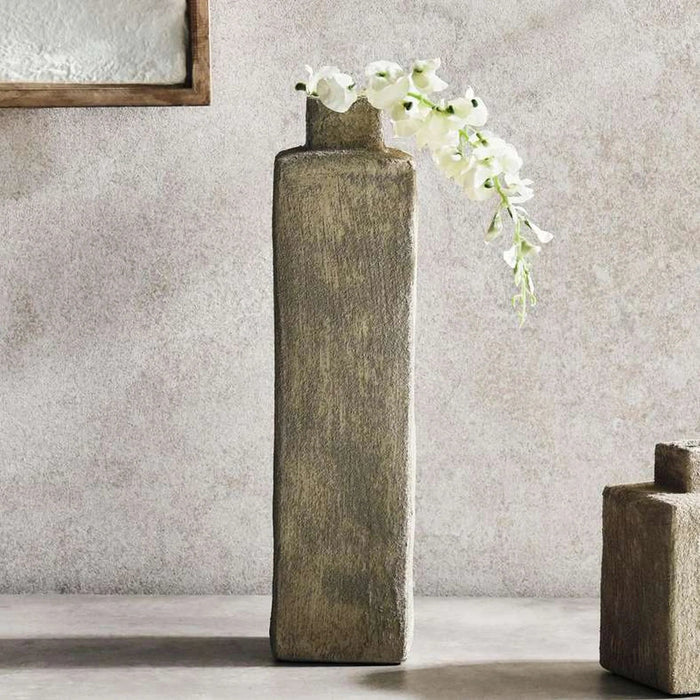 Jaffa Stoneware Square Vase 11.5X11.5X45Cm - Grey Pan Home
