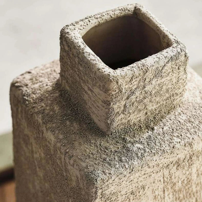 Jaffa Stoneware Square Vase 11.5X11.5X45Cm - Grey Pan Home