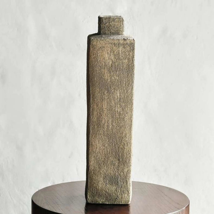 Jaffa Stoneware Square Vase 11.5X11.5X45Cm - Grey Pan Home